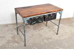 Vintage industriële werkbank industrieel dressoir ladekast, Huis en Inrichting, Kasten | Ladekasten, Gebruikt, 100 tot 150 cm
