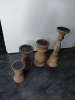 Houten Kandelaars  5€ stuk samen 15€, Ophalen, Gebruikt, Bruin, Hout
