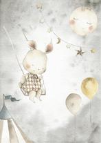 Kinderposter Bosdieren Nacht Circus Konijn Designed4kids, Designed4Kids, Nieuw, Ophalen of Verzenden, Designed4kids@live.nl