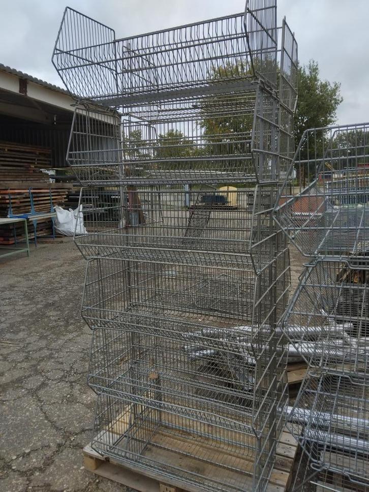 Draadmand winkelkorf magazijnmand stapelbaar gegalvaniseerd, Huis en Inrichting, Woonaccessoires | Schalen en Manden, Gebruikt