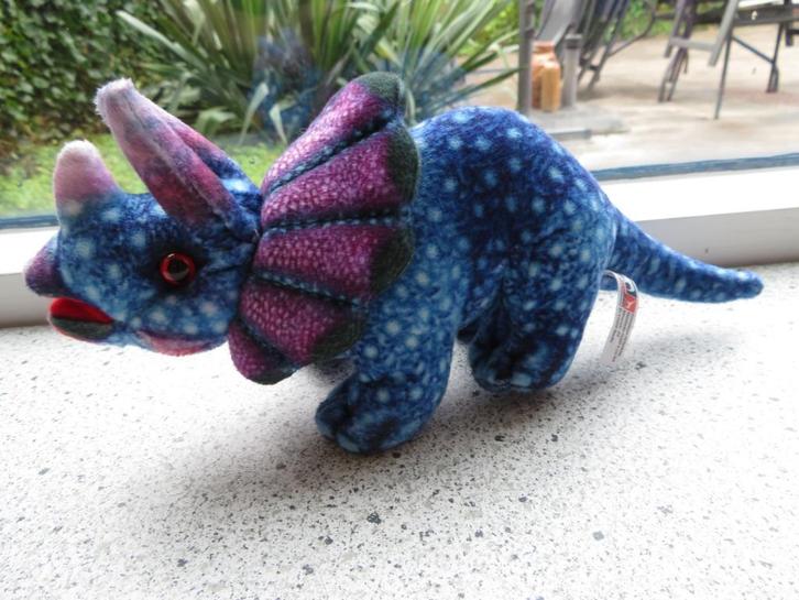 Dinosaurus Triceratops blauw van Cornelissen meet ca 25 cm, Kinderen en Baby's, Speelgoed | Knuffels en Pluche, Zo goed als nieuw