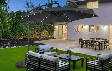 Hangende parasol | Zwart Led Ø 300 cm beschikbaar voor biedingen