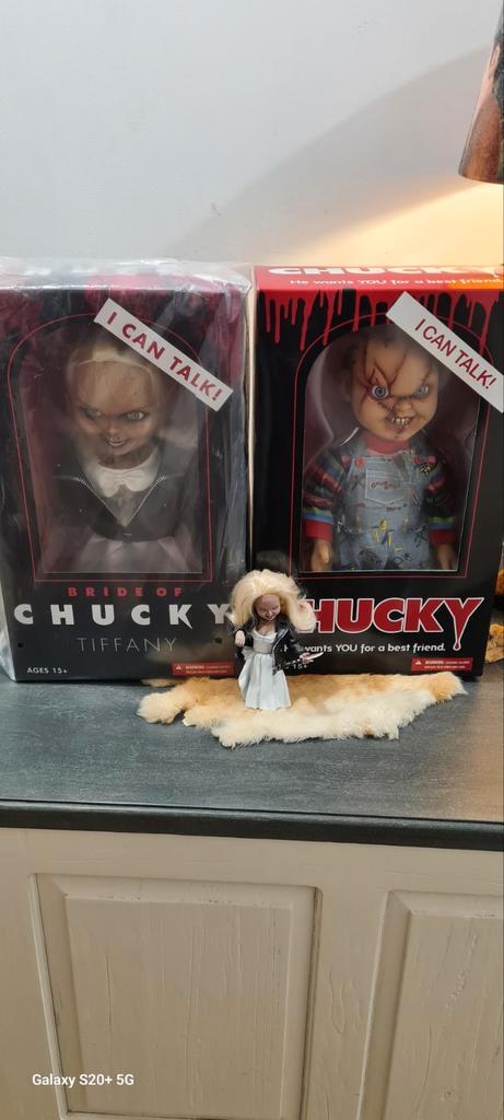 Chucky en Tiffany poppen - Bride of Chucky, Verzamelen, Poppen, Zo goed als nieuw, Overige typen, Ophalen of Verzenden
