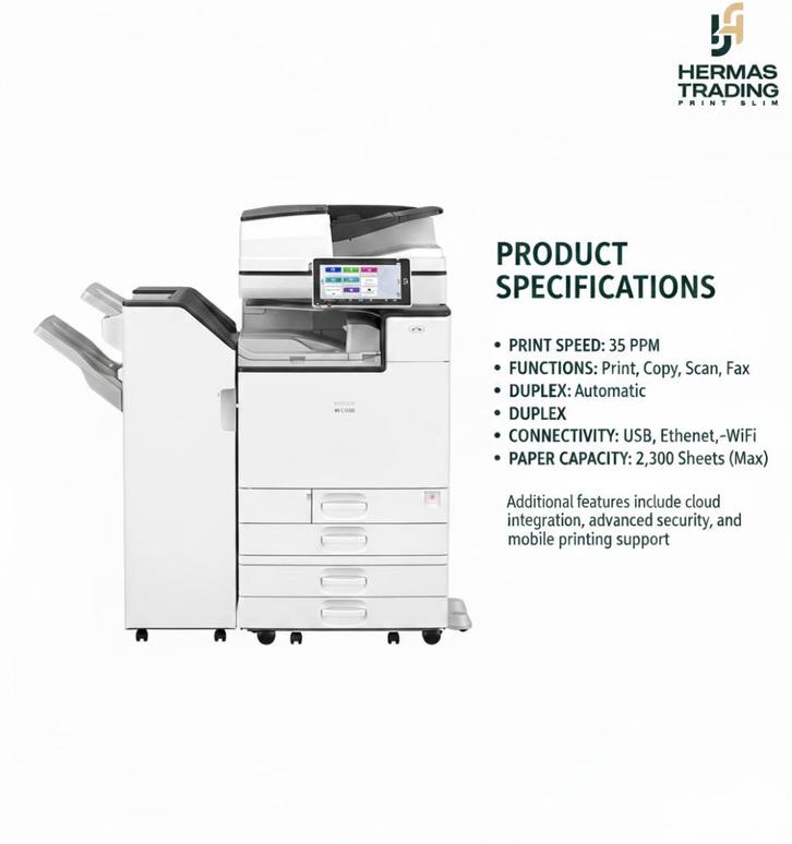 Ricoh IM C3500+ finisher (Nieten functie), Computers en Software, Printers, Refurbished, All-in-one, Laserprinter, Kleur printen