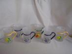 6 vintage theeglazen met fruitdecoratie jaren 80, Glas of Glazen, Ophalen of Verzenden, Overige stijlen, Glas