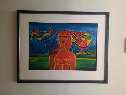 Reproductie Corneille in prachtige lijst met glas, Antiek en Kunst, Kunst | Schilderijen | Modern, Ophalen