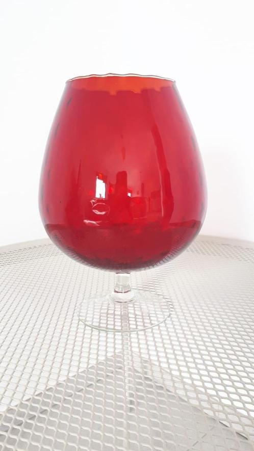Vintage grote Empoli vaas - glas rood Italië, Antiek en Kunst, Antiek | Vazen, Ophalen of Verzenden