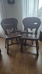 4 eikenhouten eetkamerstoelen, Huis en Inrichting, Stoelen, Ophalen, Gebruikt, Bruin, Vier