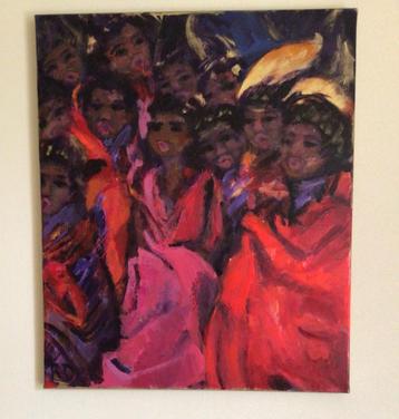 Schilderij Vrouwen in Rood, 50x60cm, zonder lijst beschikbaar voor biedingen