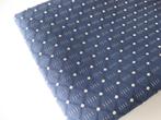 Lap stof blauw grafisch geweven motief 2,80 meter x 75 cm, Blauw, Ophalen of Verzenden, 30 tot 120 cm, Nieuw