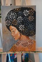 Afro Queen golden girl acryl op canvas schilderij painting, Huis en Inrichting, Woonaccessoires | Schilderijen, Tekeningen en Foto's