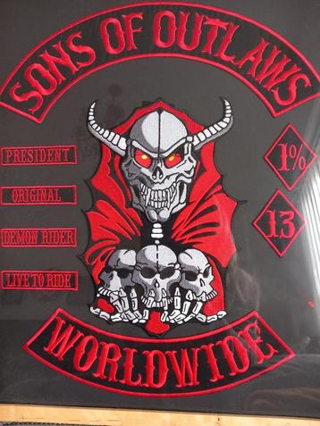 Opstrijk Rug Embleem motor / Patch van Sons of Outlaws (93) beschikbaar voor biedingen