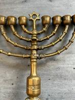 Koperen messing zware Menora - Joodse kandelaar, 26 cm, Antiek en Kunst, Antiek | Kandelaars, Ophalen of Verzenden, Koper of Brons