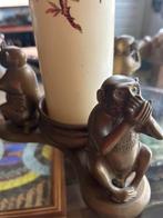 Vintage kandelaar met apen koper, Ophalen of Verzenden, Gebruikt