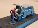 Citroën 2cv met open  ribbelkap 1:43 verbouwing Heller, Ophalen of Verzenden, Gebruikt, Auto, Solido