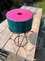 Leuke kleurrijke turquoise roze lamp met franjes, Ophalen of Verzenden, Gebruikt, Stof, Minder dan 50 cm