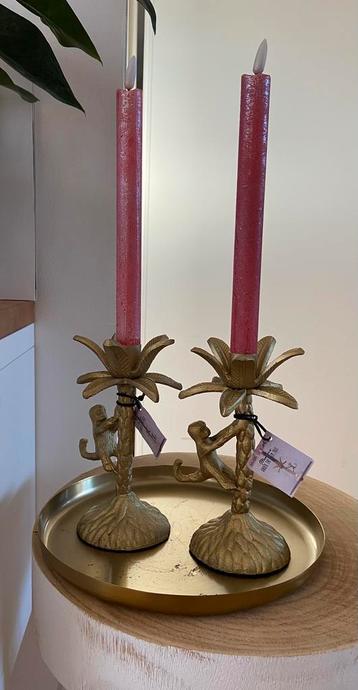 Kandelaar 2x, bohemian goud aapjes. Kaarsenstandaard. NIEUW beschikbaar voor biedingen