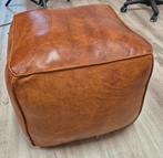 Nieuwe Marokkaanse handgemaakte leren poef, gevuld, Huis en Inrichting, Minder dan 50 cm, Vierkant, Nieuw, Ophalen of Verzenden