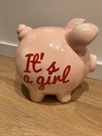Spaarvarken groot It’s a Girl, Ophalen of Verzenden, Zo goed als nieuw, Steen, Aardewerk of Keramiek, Dier