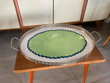 Zilveren dienblad met keramiek inleg beschikbaar voor biedingen