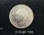 2 1/2 Gulden Wilhelmina 1933, Zilver, Ophalen of Verzenden, Koningin Wilhelmina, Losse munt