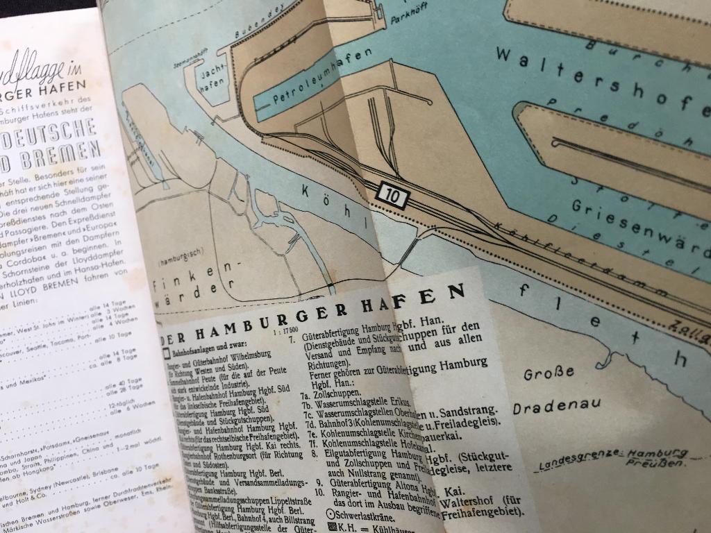 Scheepvaart - De Hamburgse Haven - jaren dertig, Verzamelen, Scheepvaart, Ophalen of Verzenden, Gebruikt, Motorboot of Zeilboot