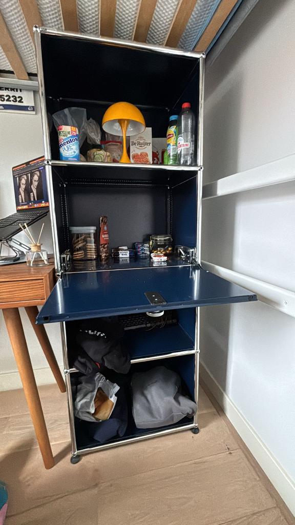 USM Haller Kast Steel Blue met 1 Klepdeur - 140x50x35 cm, Ophalen, Gebruikt