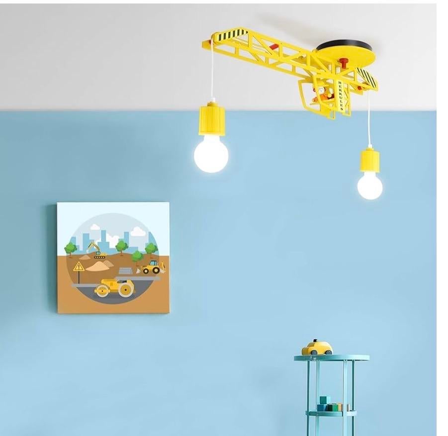 Elobra Herkules Plafondlamp Kraan Kinderkamer Geel Hout, Huis en Inrichting, Lampen | Plafondlampen, Ophalen