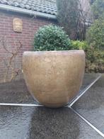 Fraaie ijzeren pot goudkleurig met rode binnenkant, 25 tot 40 cm, Overige materialen, Rond, Ophalen of Verzenden