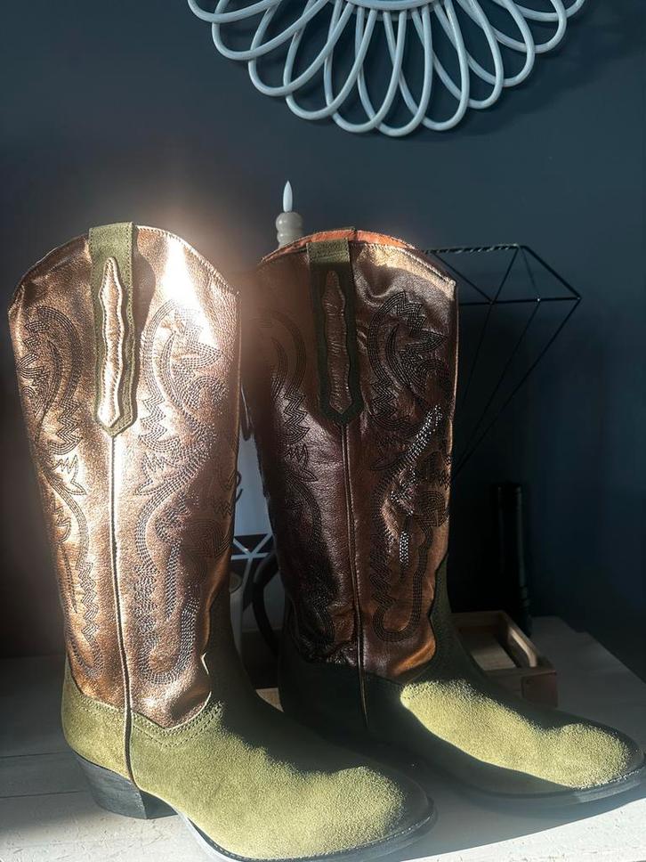 Nieuwe DWRS hoge cowboylaarzen maat 39, Kleding | Dames, Schoenen, Nieuw, Hoge laarzen, Groen, Ophalen of Verzenden