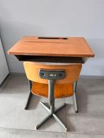 Vintage schoolbank met stoel, Ophalen, Gebruikt, Bureau