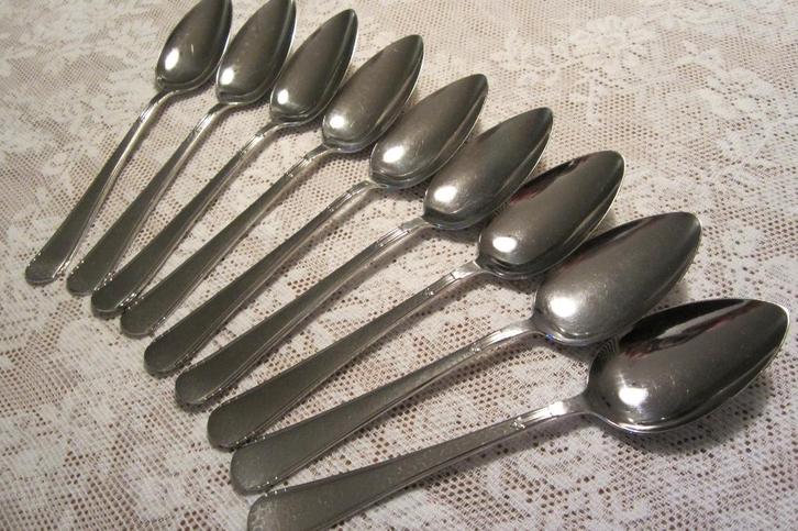 9 dinerlepel, 20,5cm Gero Zilmeta hamerslag 294 Franse lelie, Huis en Inrichting, Keuken | Bestek, Gebruikt, Los bestek, Rvs of Chroom