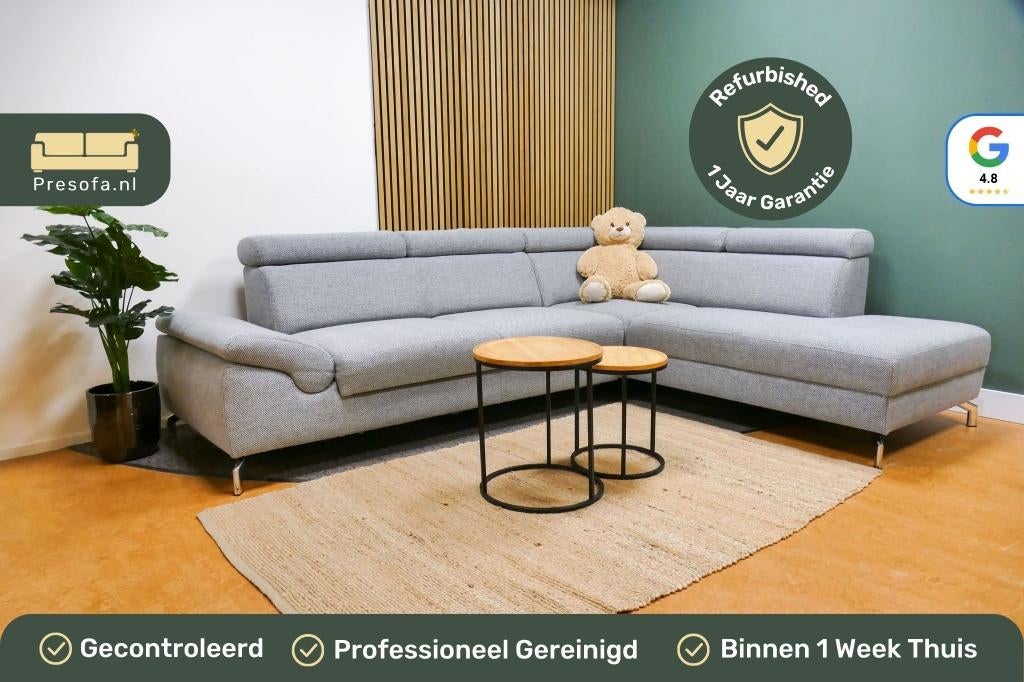 Montel Hoekbank Licht Grijs Chicago [Refurbished], Huis en Inrichting, Banken | Bankstellen, 250 tot 300 cm, -, -, Hoekbank