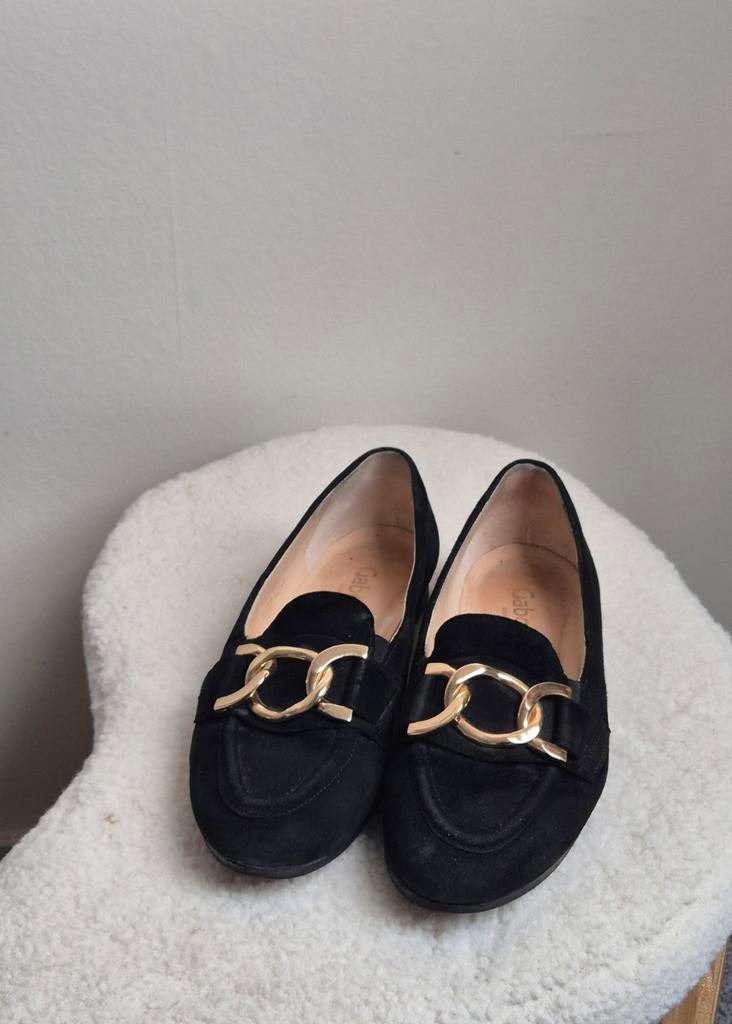 Gabor loafers maat 40 - Zwart met goudkleurige gesp, Gabor, Ophalen of Verzenden, Gedragen, Instappers