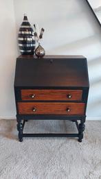 Secretaire hout bruin zwart goud modern klassiek kastje buro, Ophalen, Zo goed als nieuw, Modern klassiek