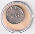 Curacao 1/4 Gulden 1944 PD Zeer fraai met Meerkleuren patina, Verzenden, Zilver, 25 cent, Koningin Wilhelmina