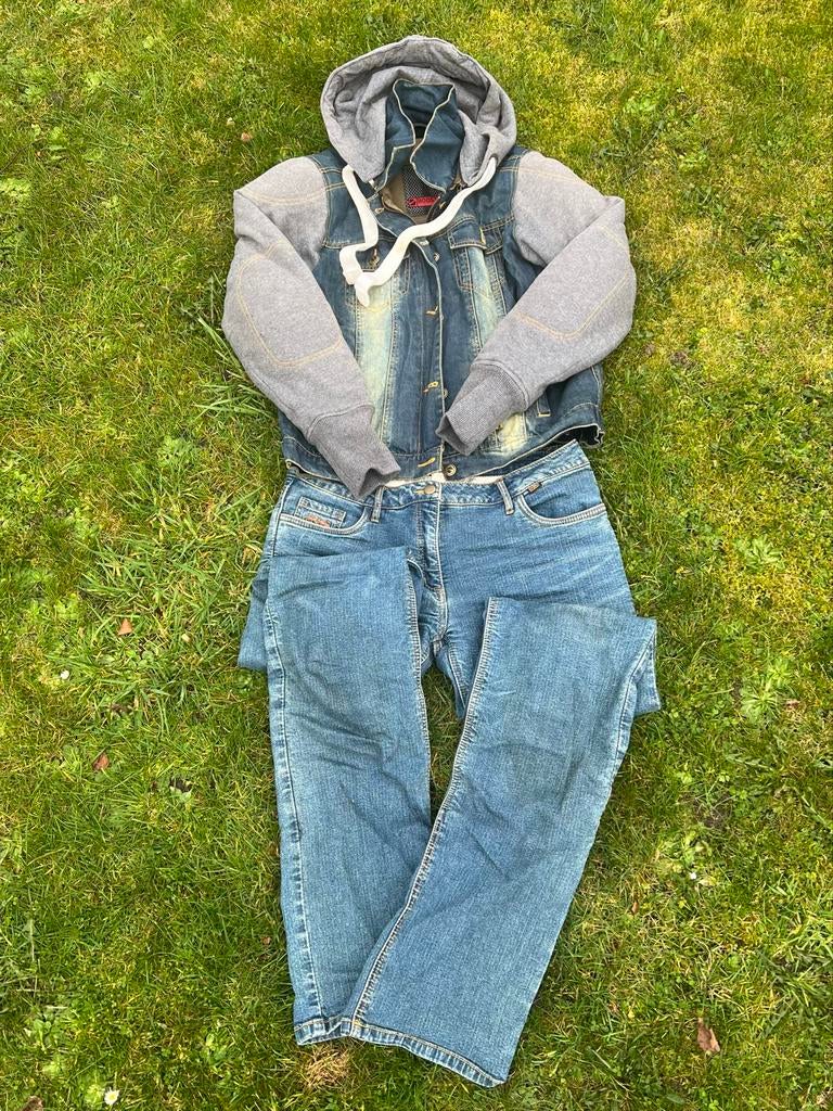 Dames motor Hoody jas en Kevlar motorspijkerbroek (Mt M), Motoren, Kleding | Motorkleding, Ophalen of Verzenden, Tweedehands, Dames