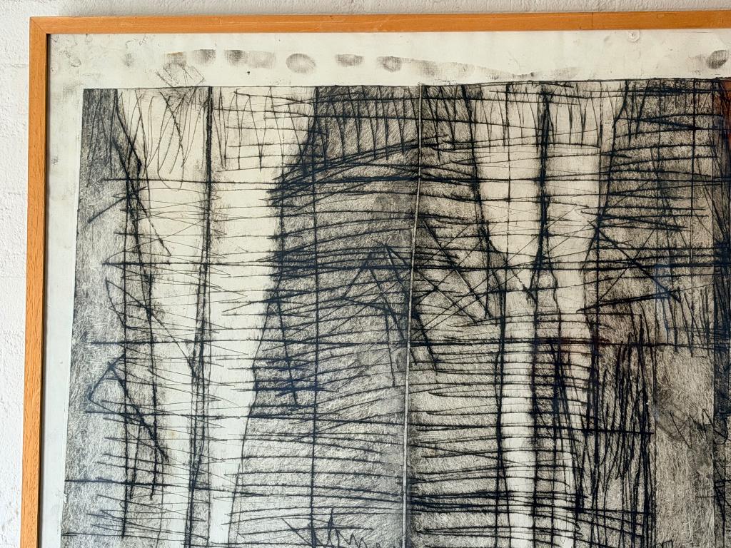 Anton Heyboer - vroege grote ets uit 1960., 65 cm, Handgekleurd, 1950 - 1999, Ets