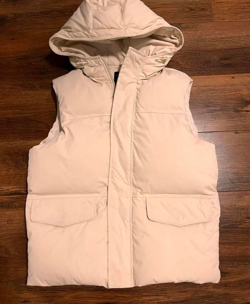 Zara Bodywarmer Crème met Capuchon Maat S, Kleding | Heren, Ophalen of Verzenden, Zo goed als nieuw, Beige