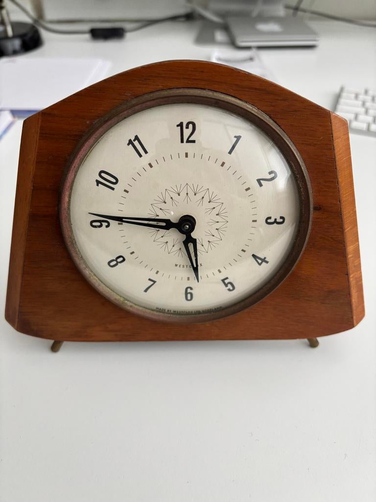 Art Deco Tafelklok Westclox - Prachtige Houtbewerking, Antiek en Kunst, Antiek | Klokken, Ophalen of Verzenden