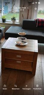 Massief houten tafel met laden 70x70 cm, Ophalen, 200 cm of meer, 50 tot 100 cm, Zo goed als nieuw