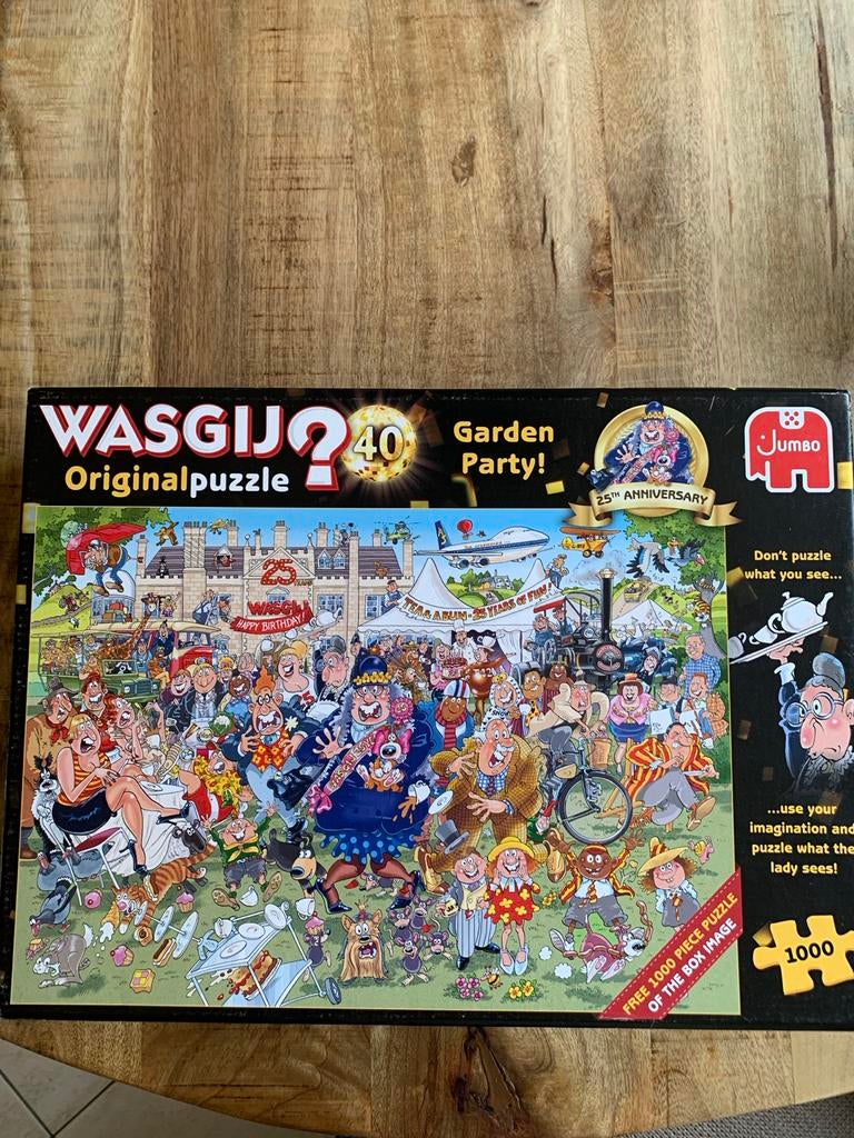 Wasgij Originalpuzzel 40 Garden Party. 15 euro, Hobby en Vrije tijd, Denksport en Puzzels, Ophalen, 500 t/m 1500 stukjes, Gebruikt