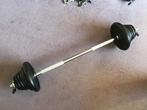 Halterstang met schijven, Sport en Fitness, Fitnessmaterialen, Ophalen, Nieuw, Benen, Halterstangen