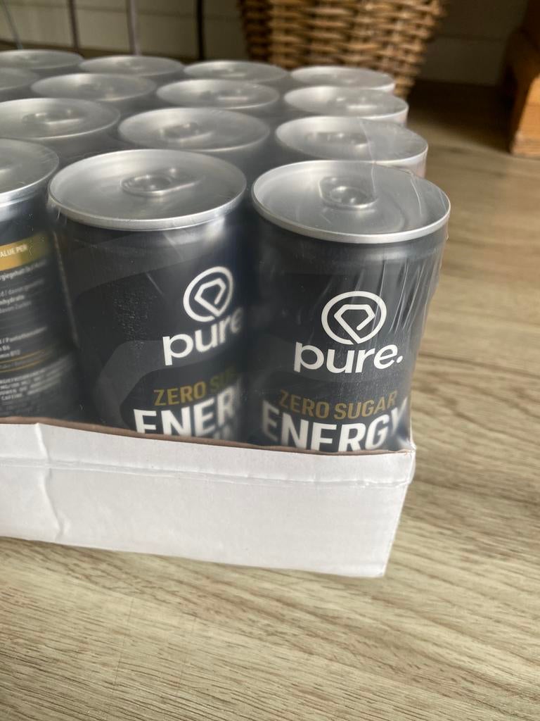 Pure. Zero sugar Energy 25cl blik 24x tray, Ophalen of Verzenden