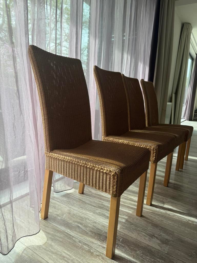 Rieten eettafel stoelen, Ophalen, Gebruikt, 4 tot 6 stoelen