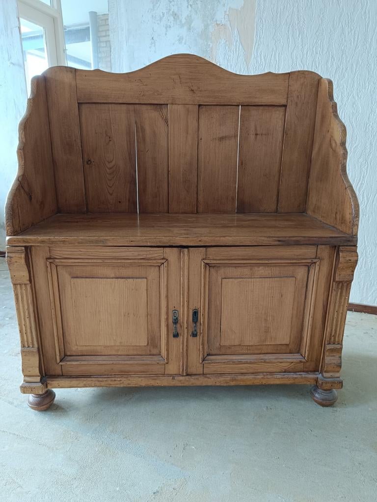 Oud grenen bankje/kastje, Antiek en Kunst, Ophalen of Verzenden