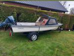 Placom boot 4.40 m  x 1.80 m  met 9.9 pk motor en trailer, Watersport en Boten, Ophalen, Gebruikt, Tot 6 meter, Buitenboordmotor