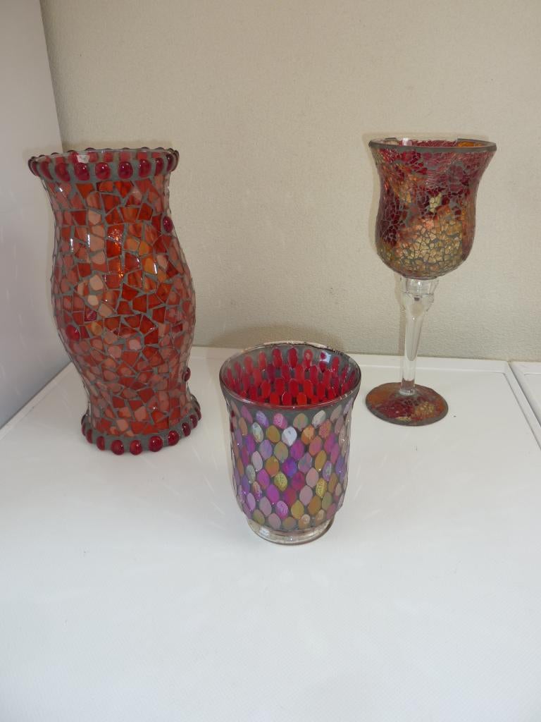 Mozaïek theelichten., Overige materialen, Gebruikt, 25 tot 50 cm, Ophalen of Verzenden