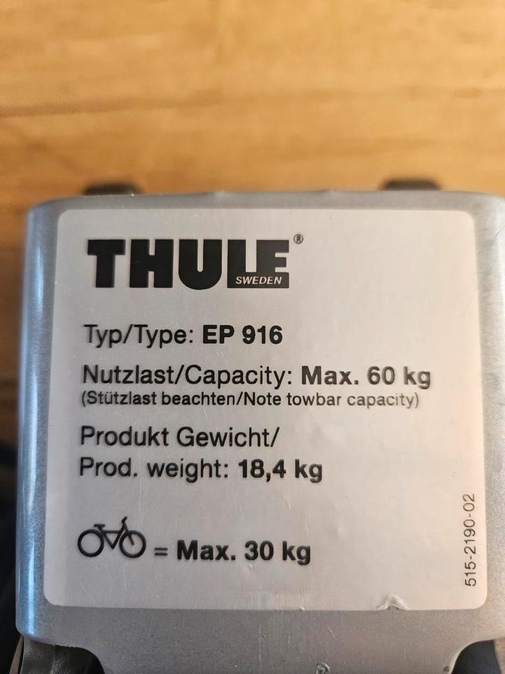 Thule EP916 E-bike fietsendrager, voor 2 e-bikes, Auto diversen, Fietsendragers, Zo goed als nieuw, Trekhaakdrager, Ophalen of Verzenden
