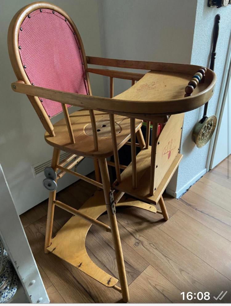 Vitage kinderstoel uit de 60 jaren. 2 in 1 € 25,00, Ophalen of Verzenden, Zo goed als nieuw, Overige typen